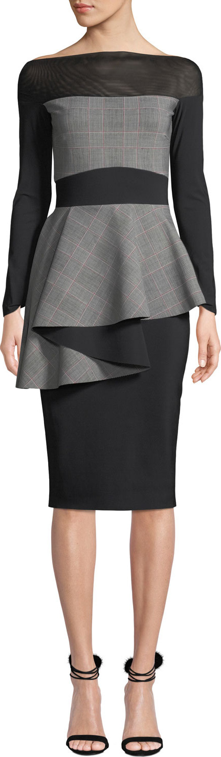 La Petite Robe di Chiara Boni Ritanna Illusion & Plaid Peplum Dress