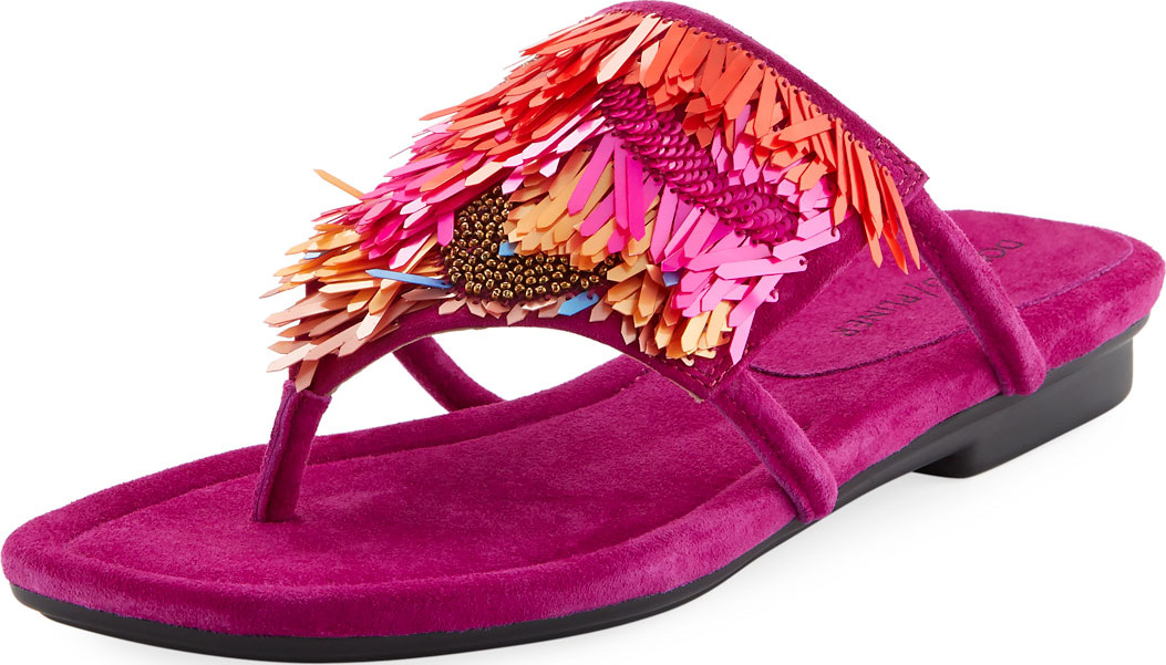 Donald J Pliner Kya Embellished Fringe Sandal