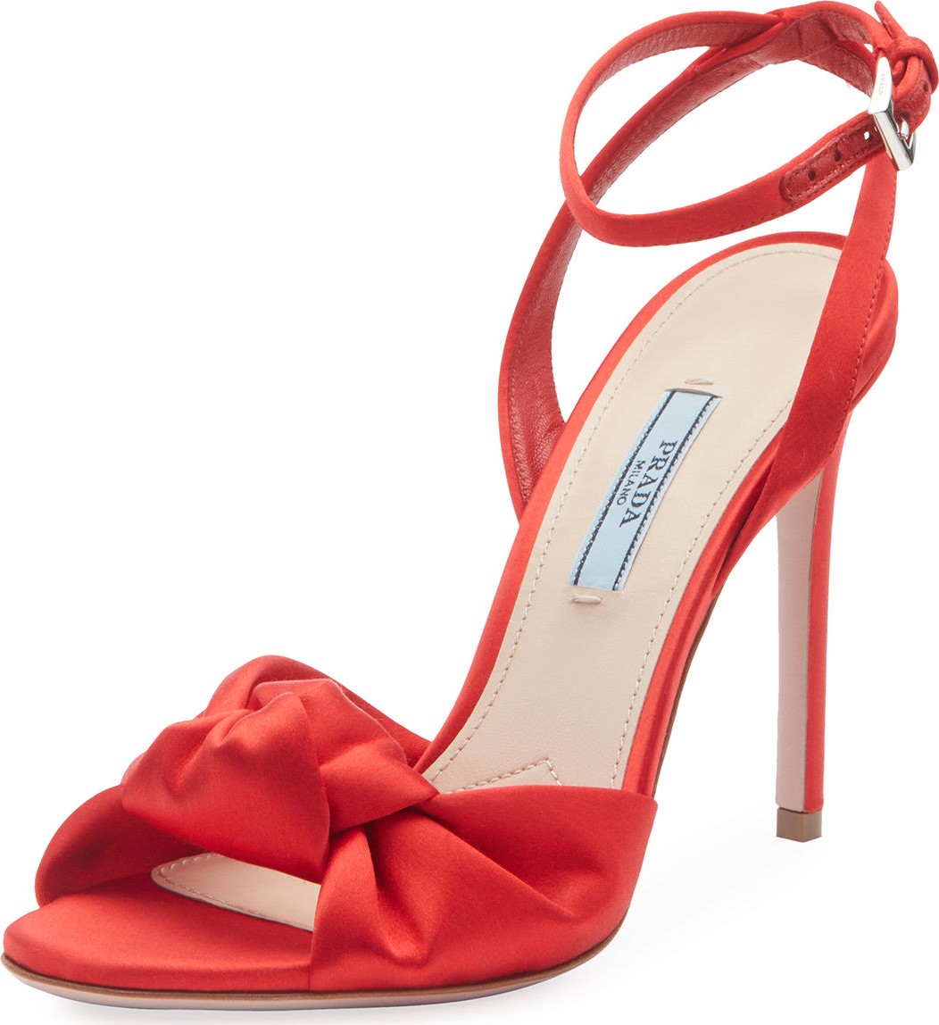 Prada Satin Knot-Front Sandals