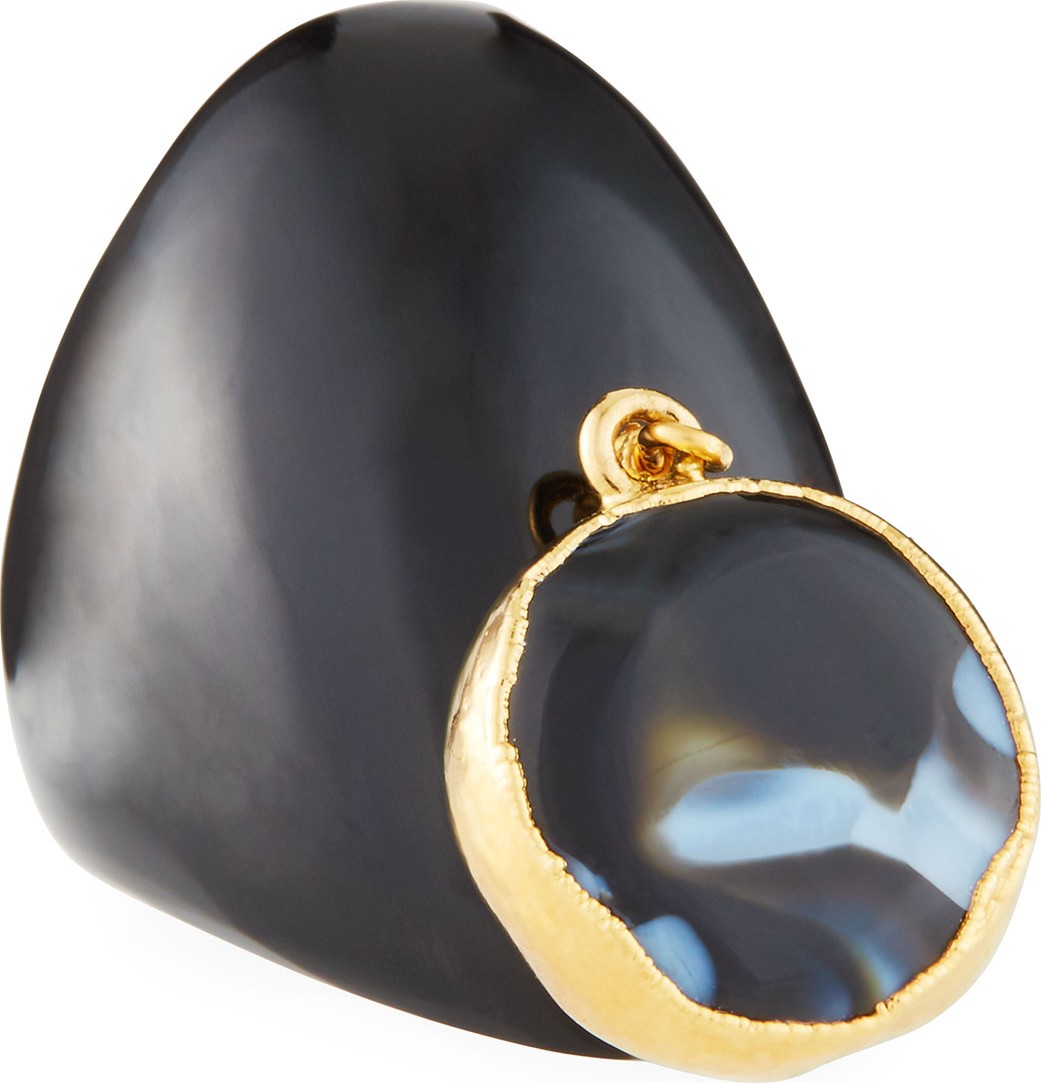 NEST Jewelry Black Horn Ring w/ Agate Charm