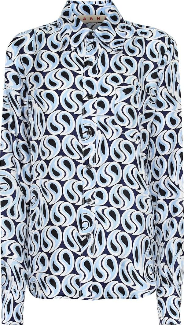 Marni Printed silk-twill blouse