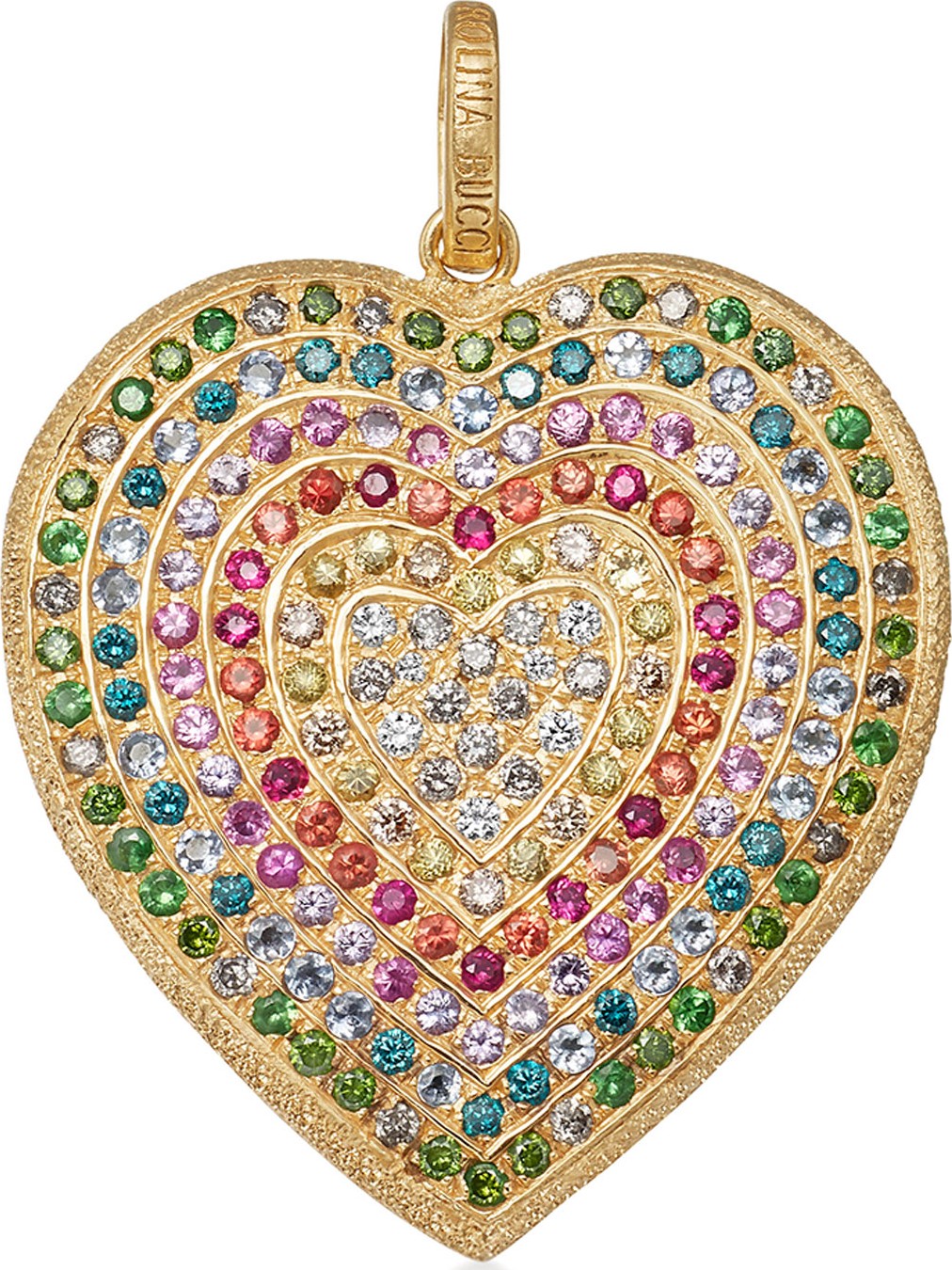 Carolina Bucci 18k Gold Florentine Rainbow Heart Pendant
