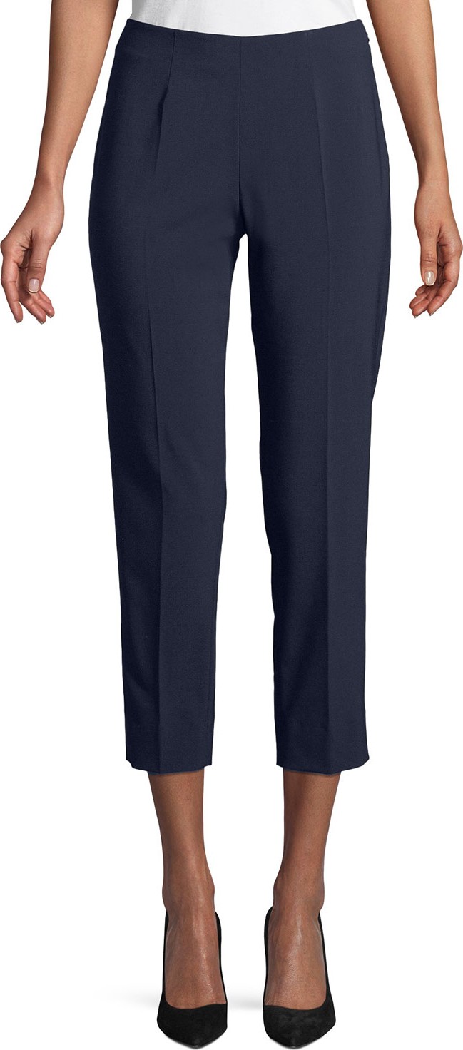 Piazza Sempione Audrey Straight-Leg Stretch-Wool Cropped Pants