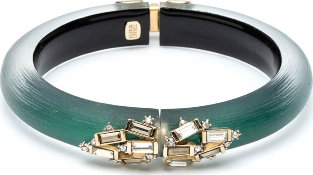Alexis Bittar Crystal Baguette Cluster Hinge Bracelet, Green