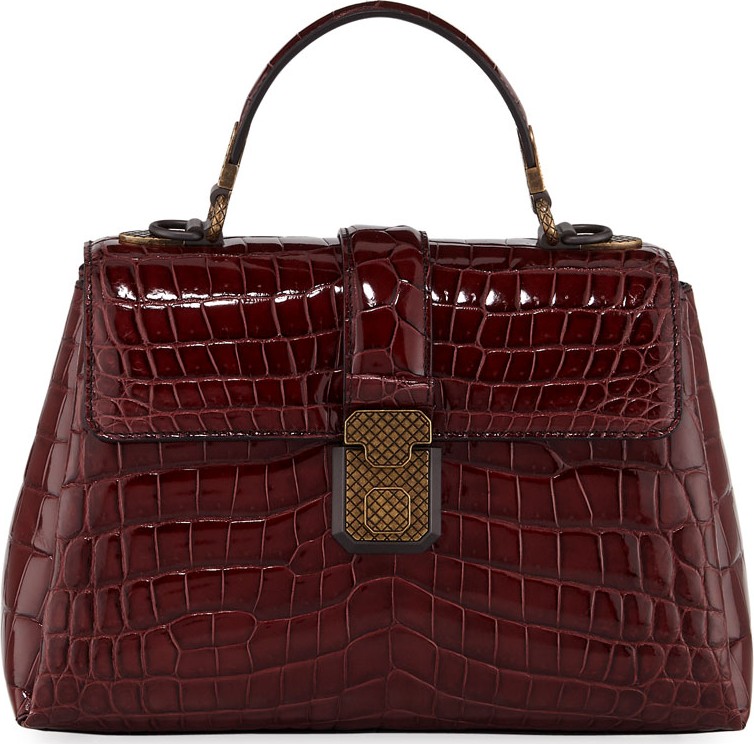 Bottega Veneta Piazza Small Crocodile Top-Handle Satchel Bag