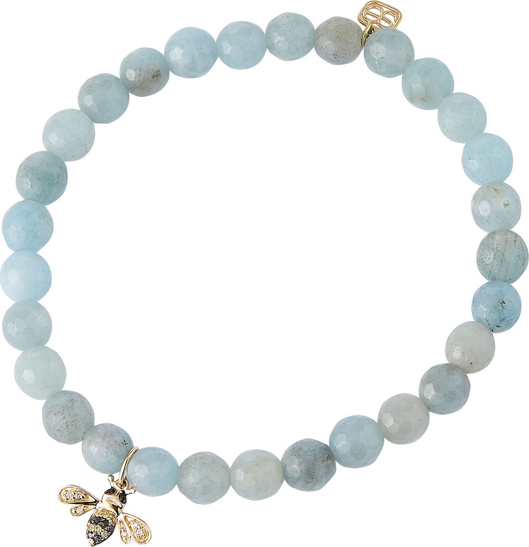 Sydney Evan 14k Diamond/Sapphire Bee & Aquamarine Bracelet