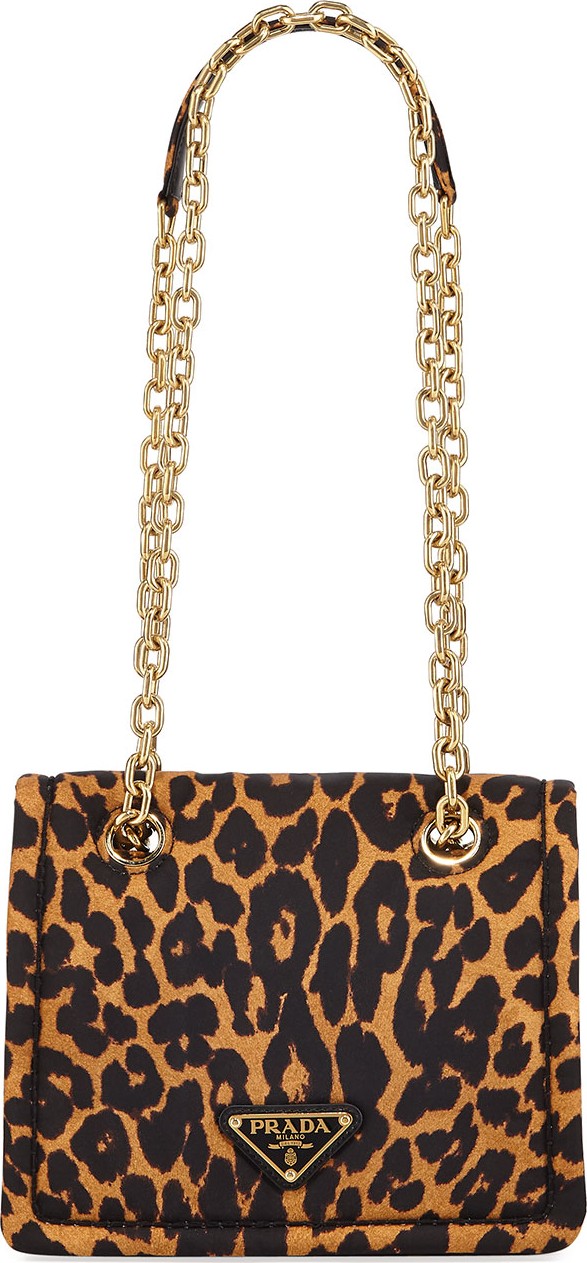 Prada Leopard-Print Nylon Crossbody Bag
