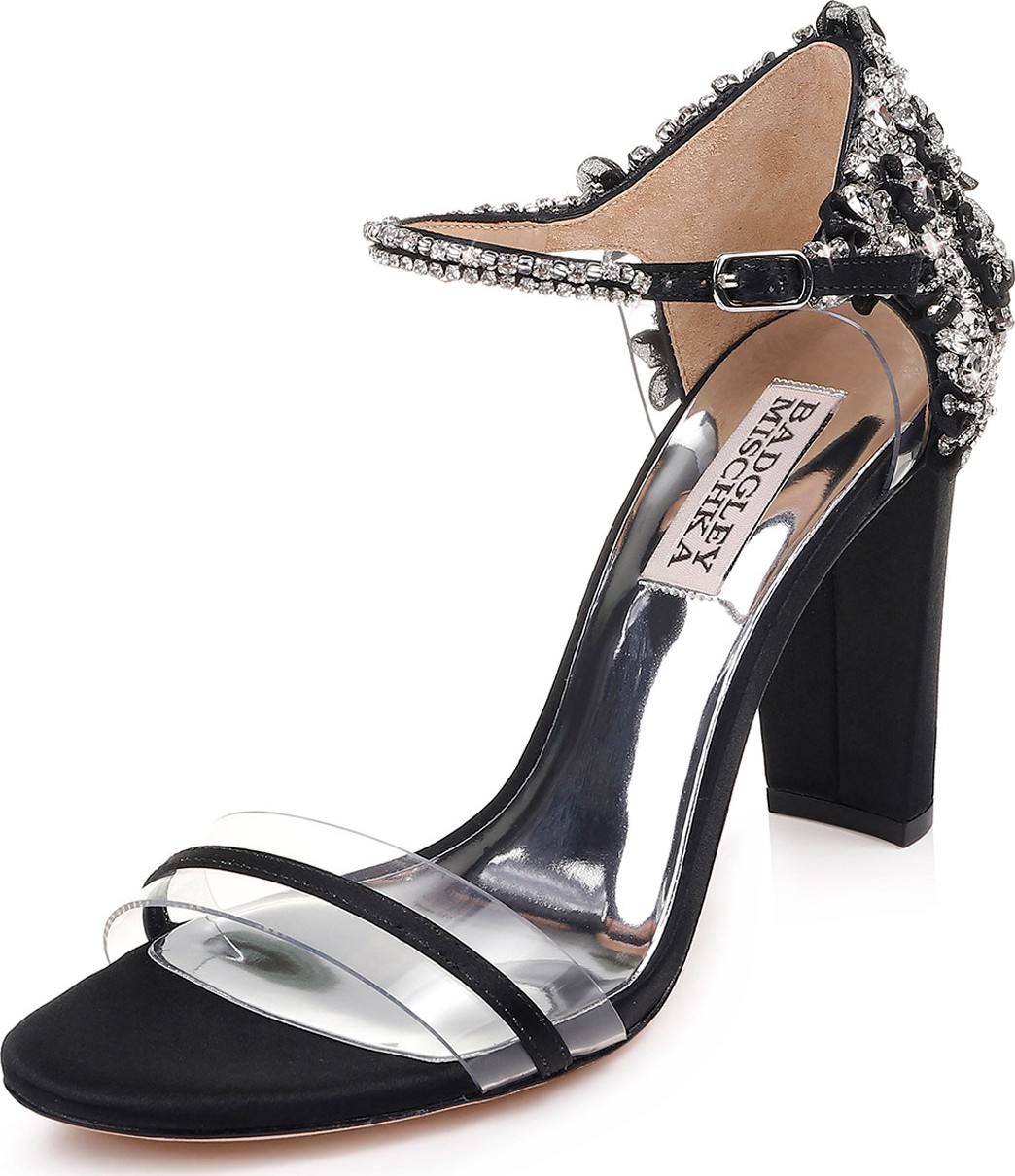 Badgley Mischka Fernanda Embellished Satin Sandals