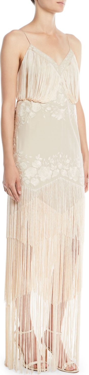 Haute Hippie Grandeur Sleeveless Gown w/ Fringe