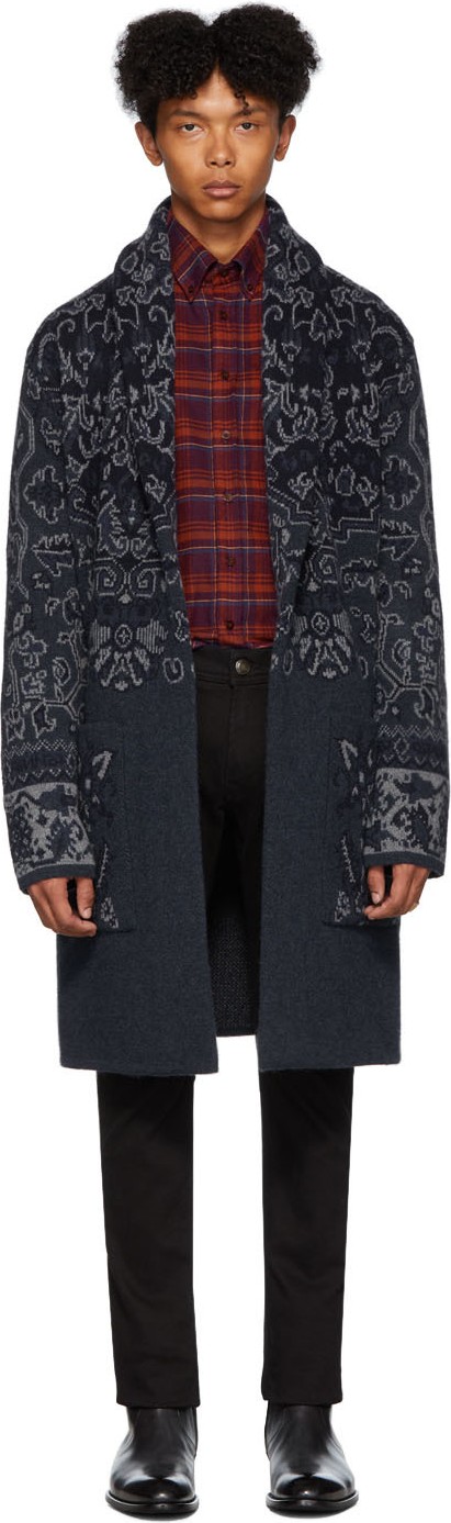 Etro Navy Tappeto Kimono Coat