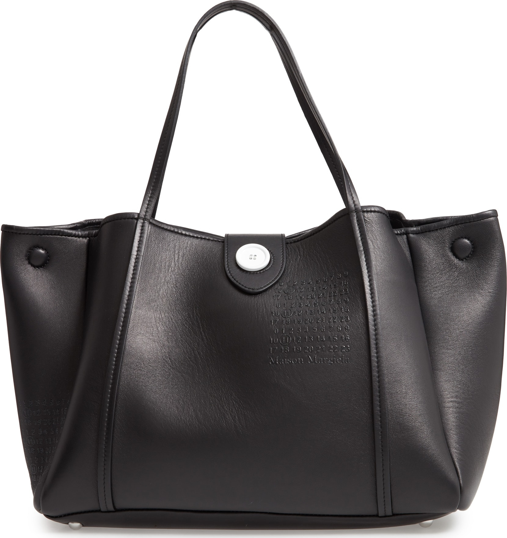 Maison Margiela Number Embossed Leather Button Tote