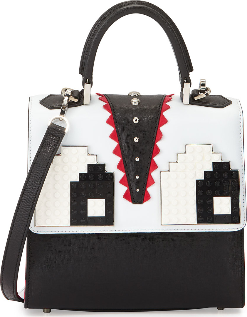 Les Petits Joueurs Alex Mini Eyes Frame Bag, Black/White/Fuchsia