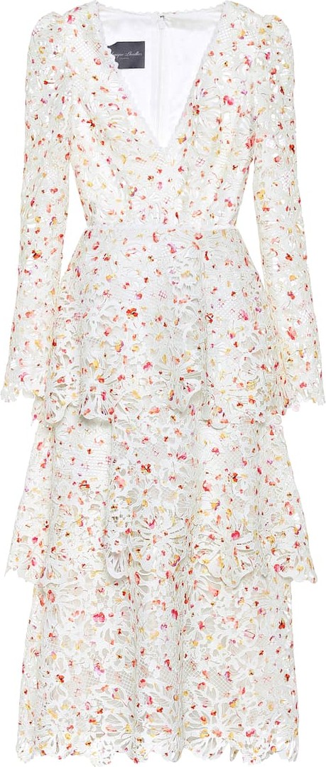 Monique Lhuillier Floral lace midi dress