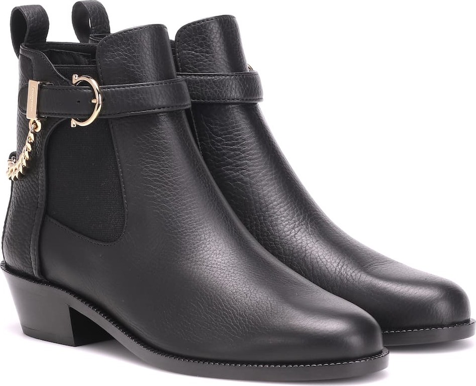 Salvatore Ferragamo Gancini leather ankle boots