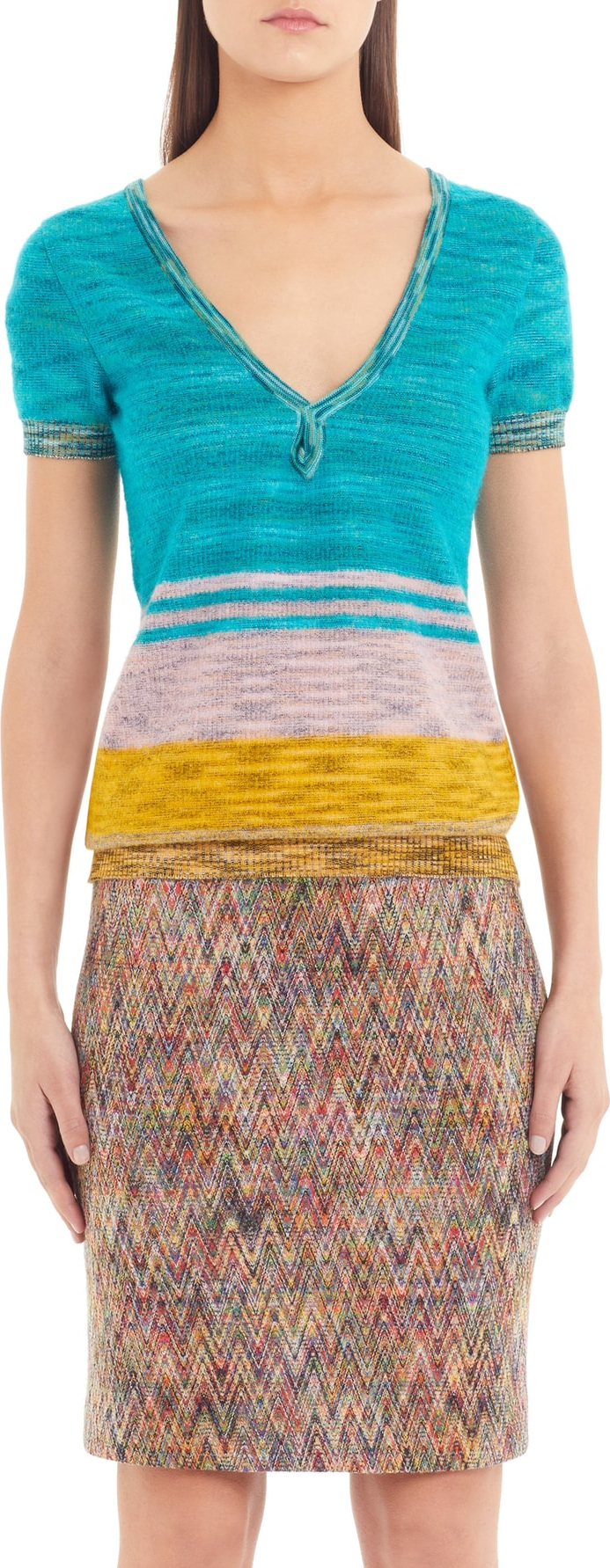 Missoni Stripe Short Sleeve Sweater