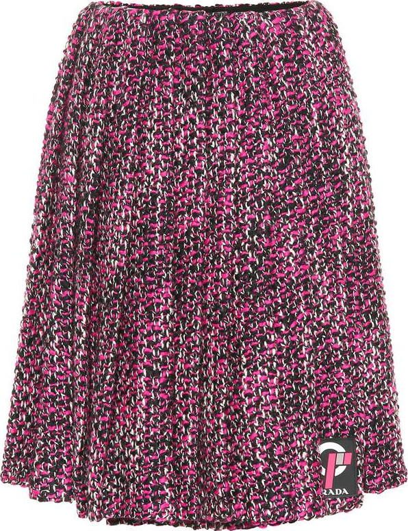 Prada Pleated wool-blend skirt