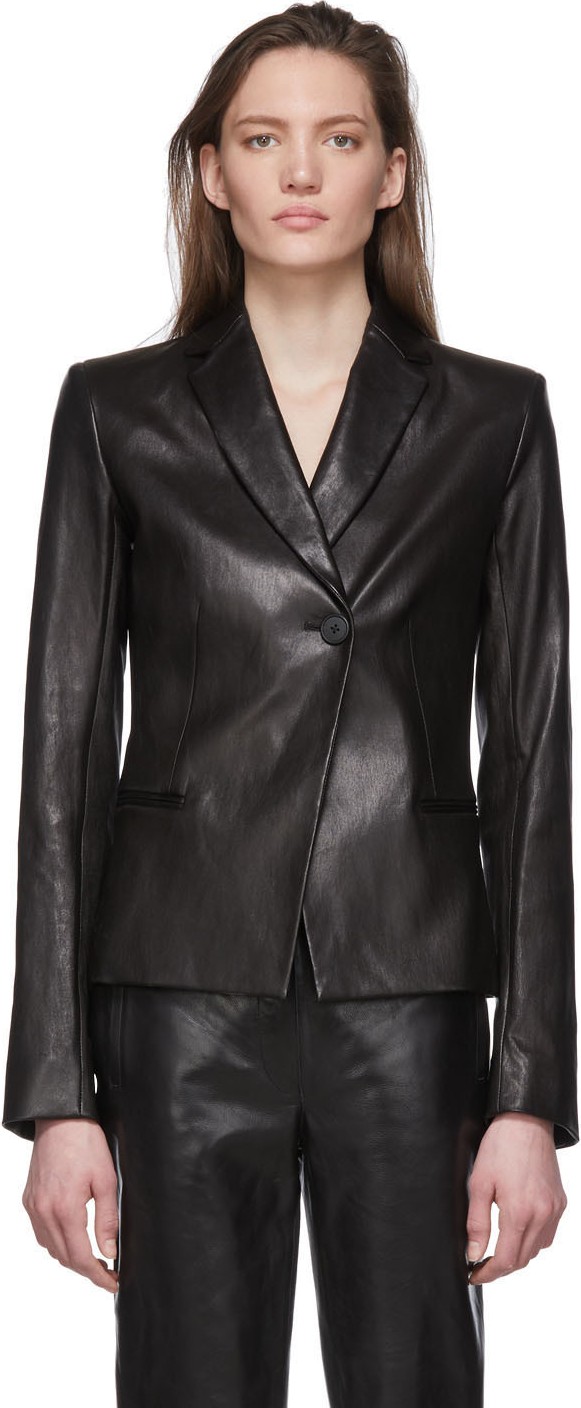 THE ROW Black Emi Leather Jacket