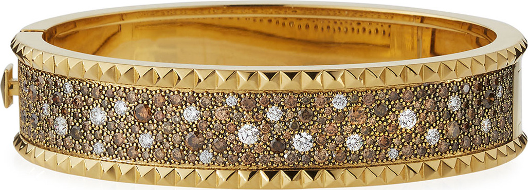 Roberto Coin ROBERTO COIN ROCK & DIAMONDS Medium Bangle in 18K Yellow Gold, 3.81 tdcw