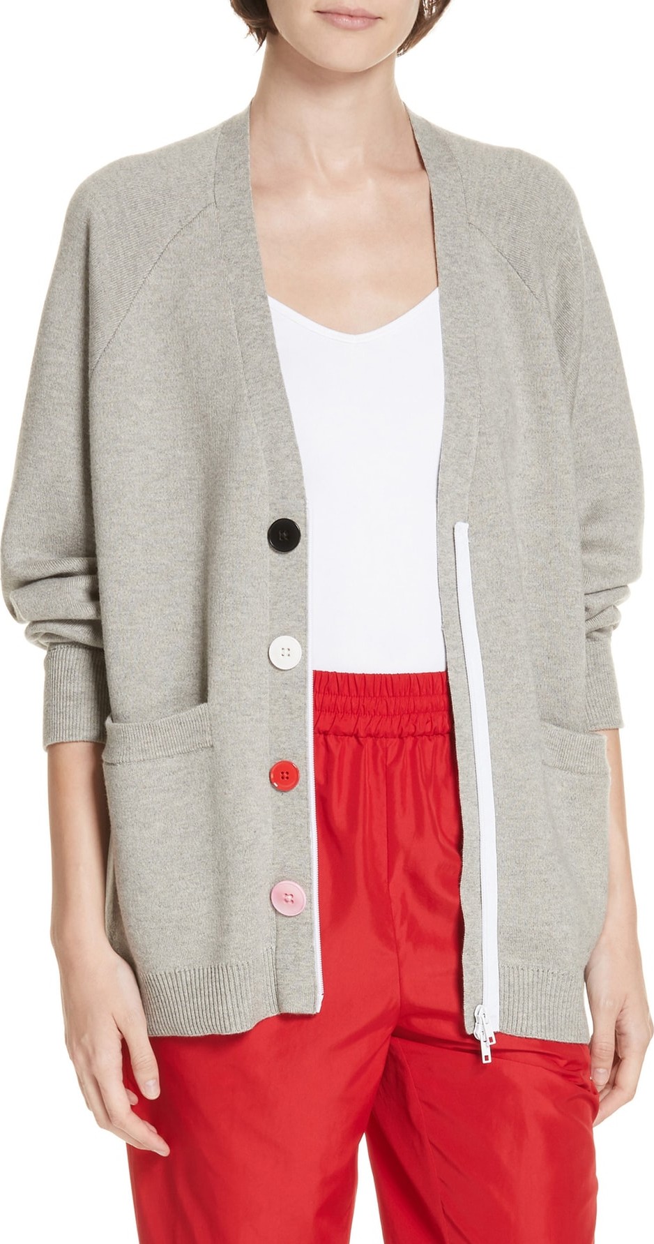 Tibi Mixed Media Zip Cardigan