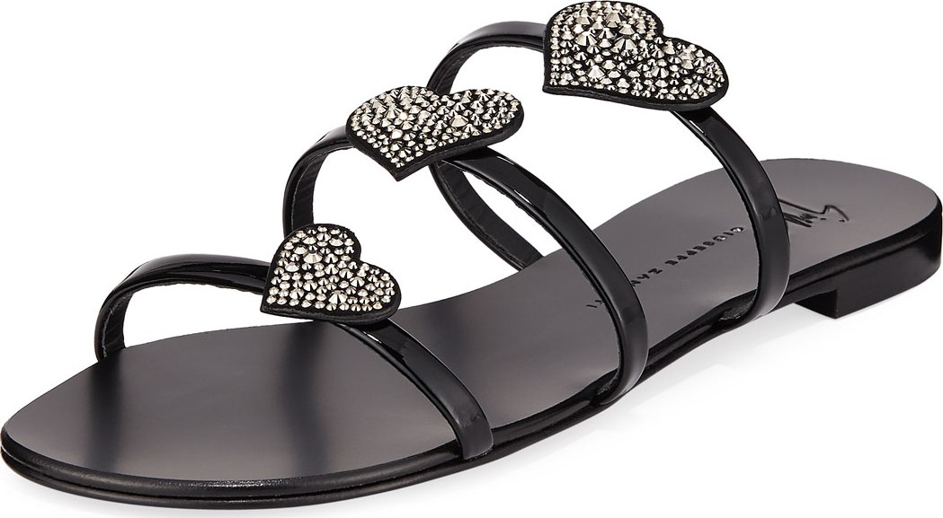 Giuseppe Zanotti Patent Heart-Embellished Sandals