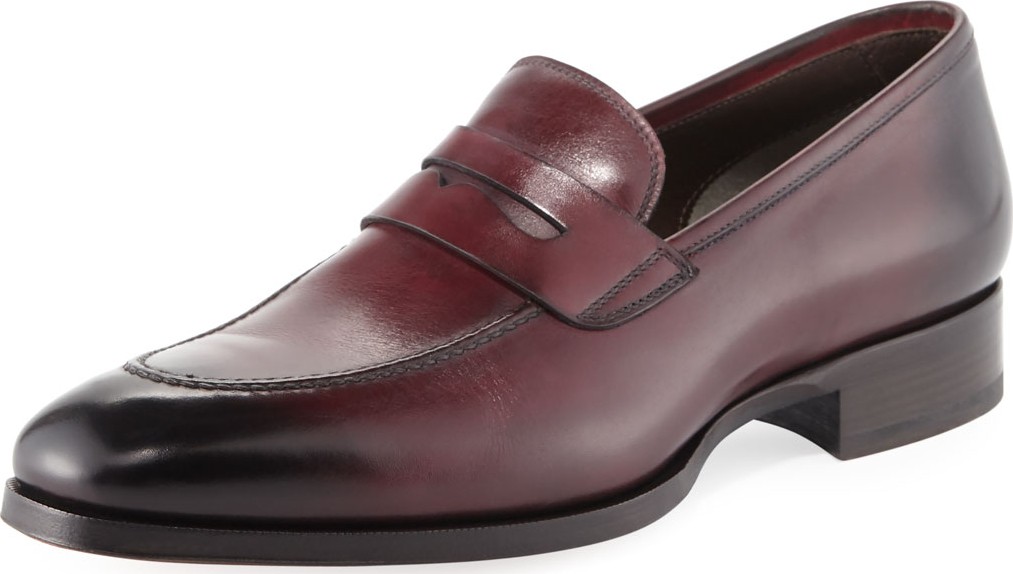 TOM FORD Leather Penny Loafer, Cherry