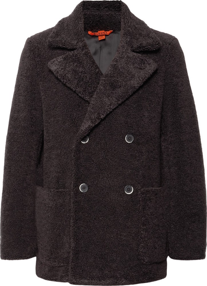 Barena Double-Breasted Faux Shearling Peacoat