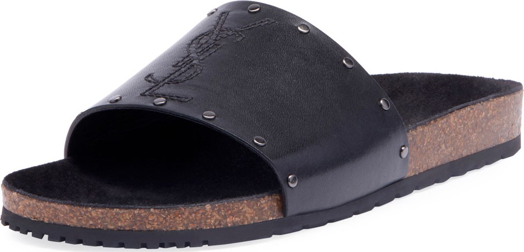 Saint Laurent Men's Jimmy 20 YSL Slide Sandals
