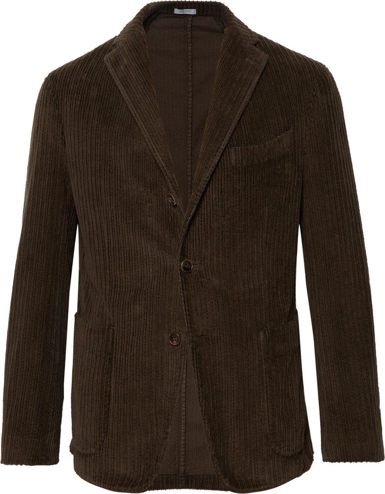 Boglioli Dark-Green Slim-Fit K-Jacket Cotton-Corduroy Blazer
