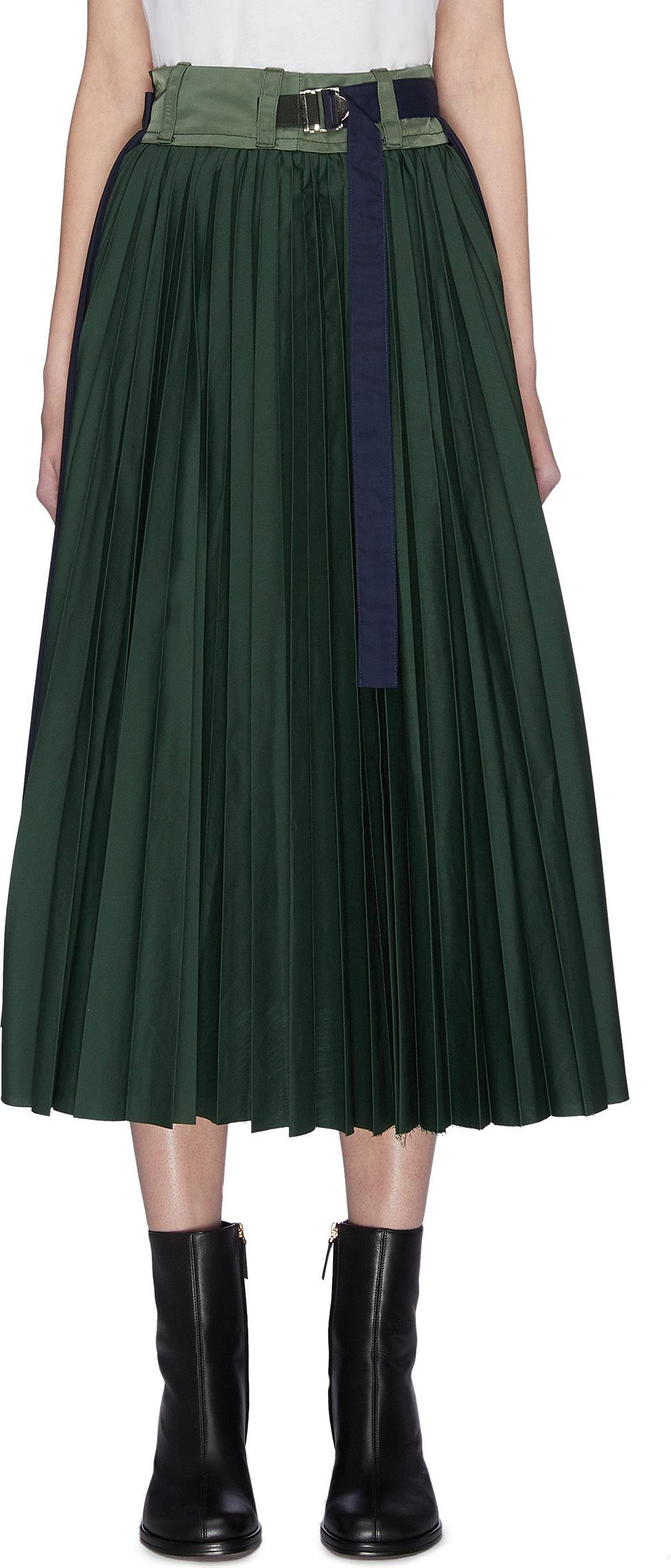 Sacai Paneled pleated wrap around skirt