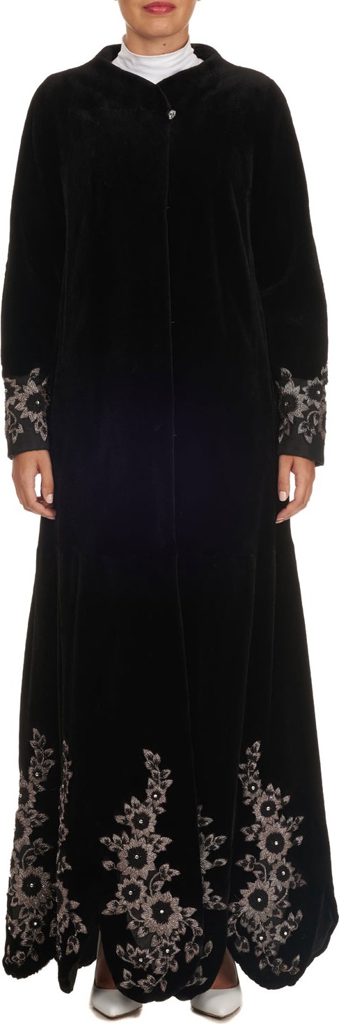 Pajaro Floral-Embroidered Sheared Mink Duster