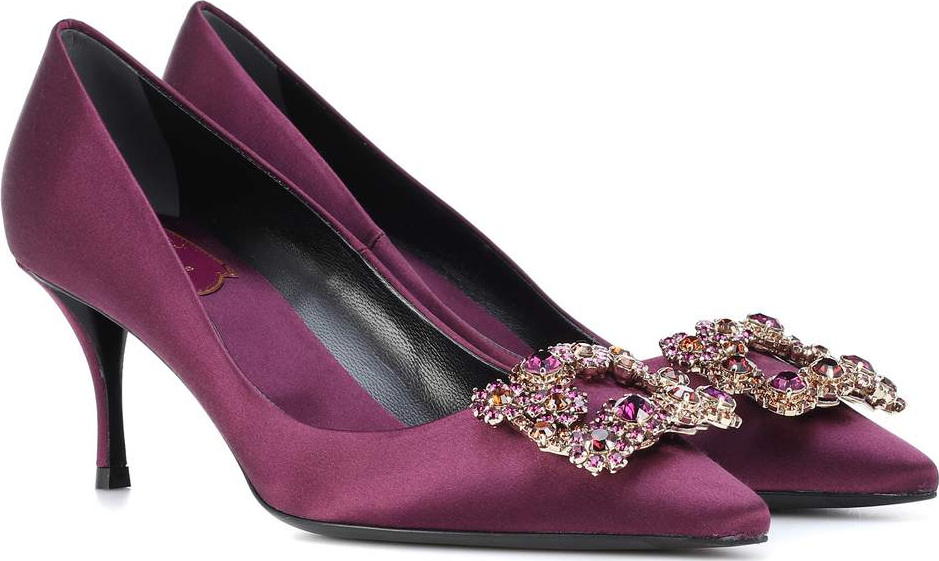 Roger Vivier Flower Strass satin pumps