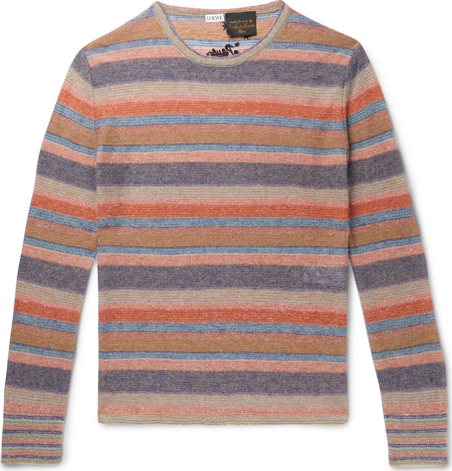 LOEWE + Paula's Ibiza Embroidered Striped Knitted Sweater