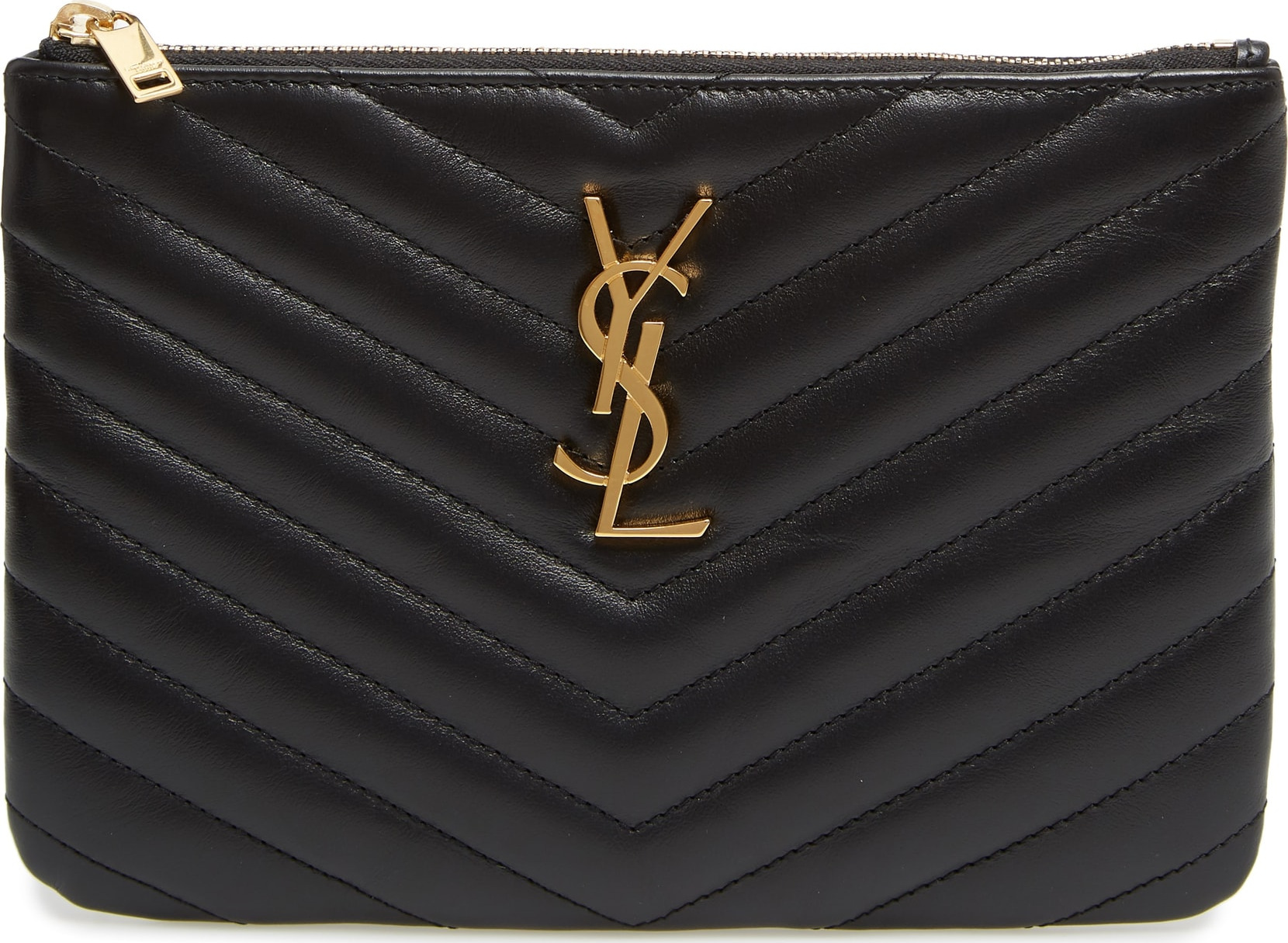 Saint Laurent Logo Matelassé Leather Pouch