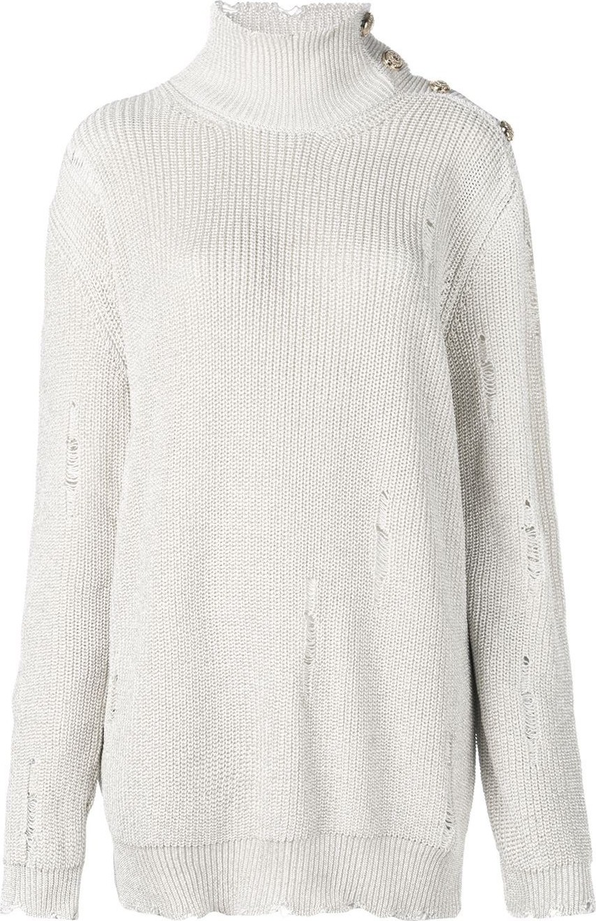 Balmain Oversized distressed turtleneck