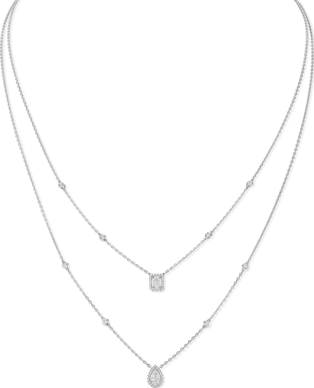 Messika My Twin Two-Strand 18k White Gold Diamond Necklace