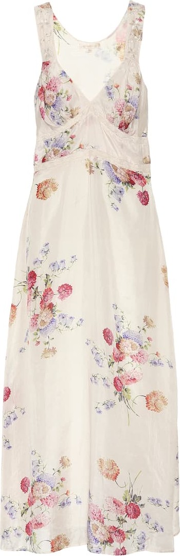 LOVESHACKFANCY Sabina floral silk-satin midi dress