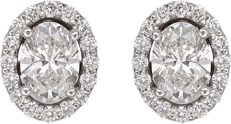 Istanboulli Gioielli Milano Positano 18k White Gold Oval Diamond Stud Earrings