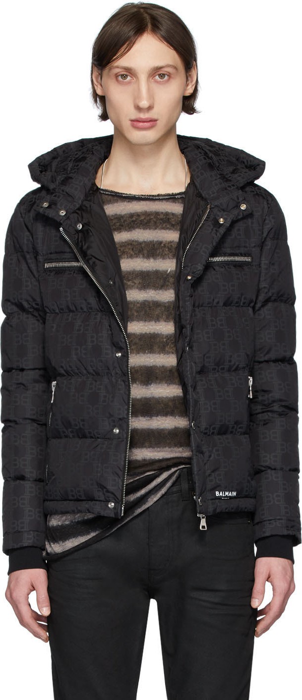 Balmain Black Down Monogram Jacket
