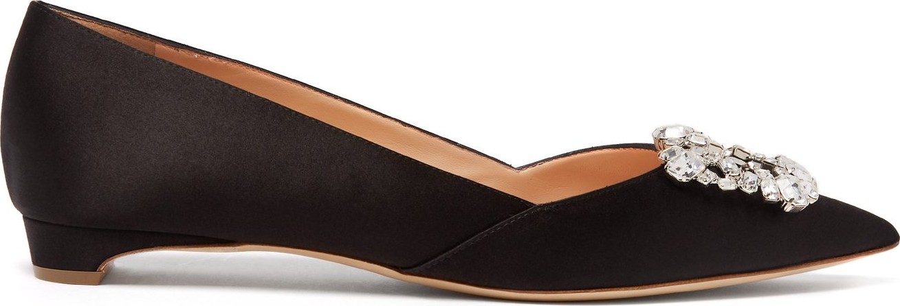 Rupert Sanderson New Aga satin and crystal-embellished pumps