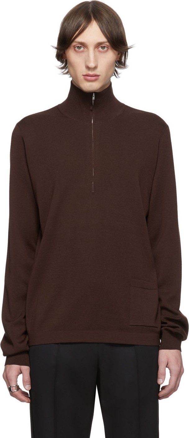Maison Margiela Brown Zip Sweater
