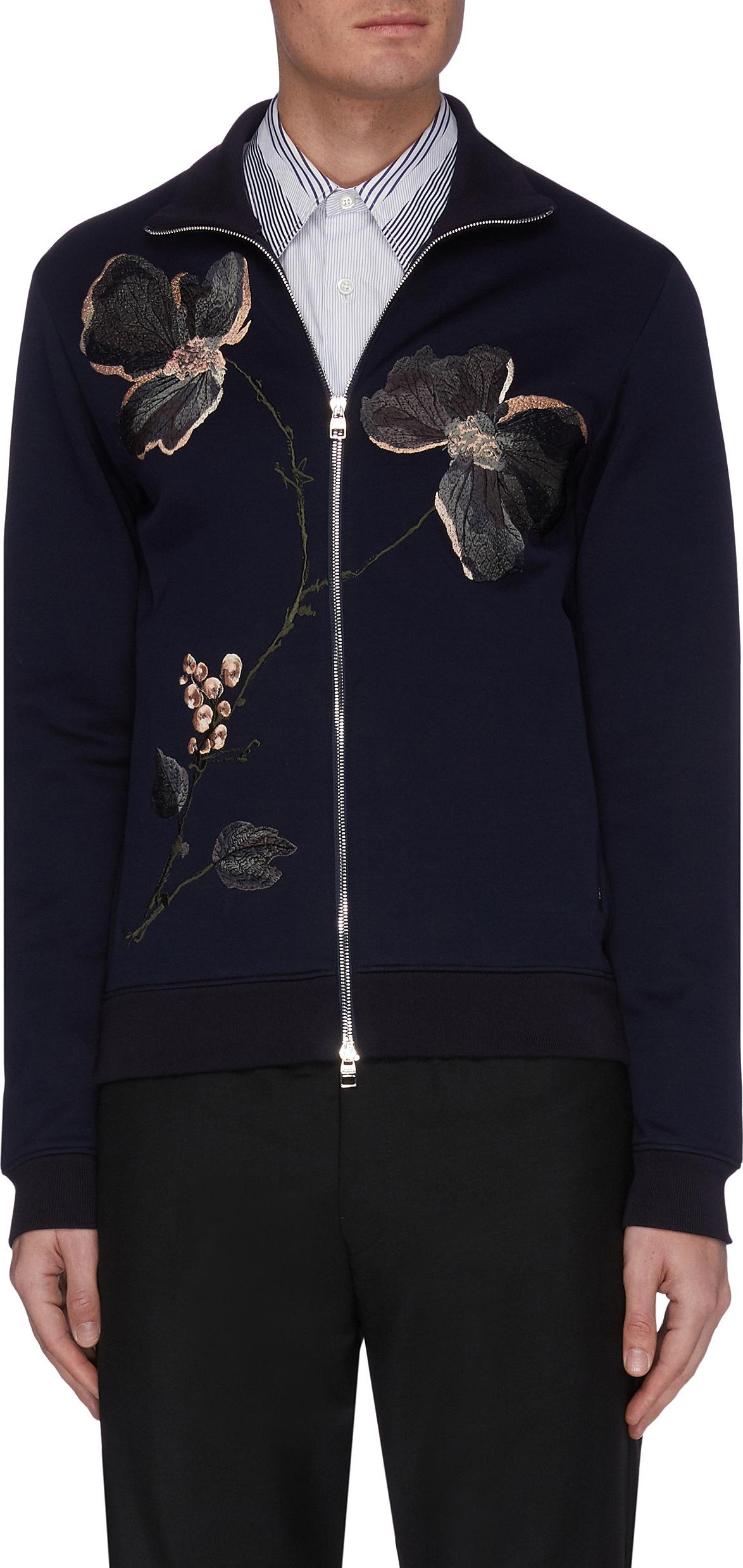 Alexander McQueen Floral embroidered zip track top Alexander McQueen Floral embroidered zip track top