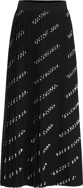 Balenciaga Logo pleated midi skirt