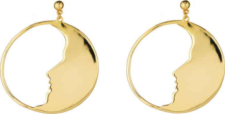 Oscar De La Renta Large Moon Hoop Earrings