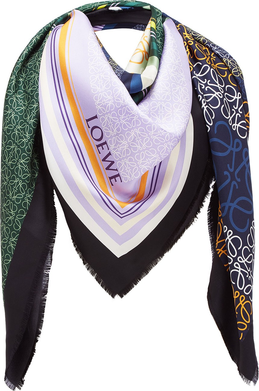 LOEWE Patchwork-Print Silk Scarf