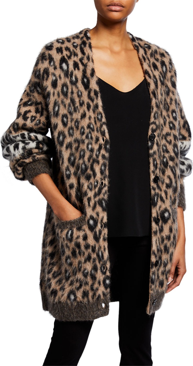 A.L.C. Leone Leopard-Print Cardigan