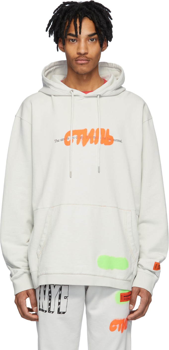 Heron Preston Grey Spray 'Style' Hoodie