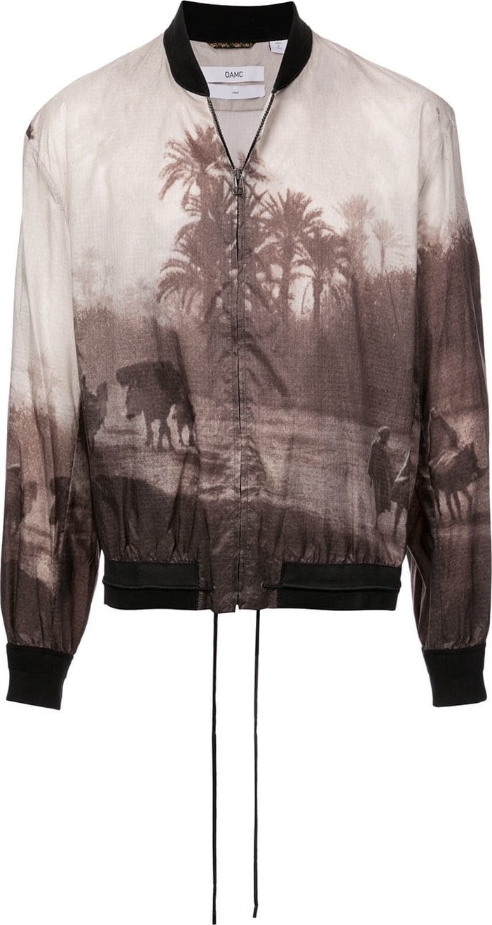 Oamc postcard print bomber jacket
