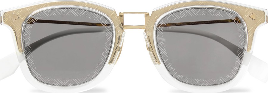 Fendi D-Frame Acetate and Gold-Tone Logo-Print Sunglasses
