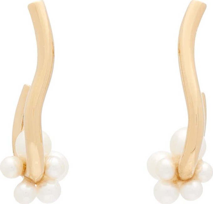 Completedworks Freshwater-pearl curved  gold-vermeil earrings