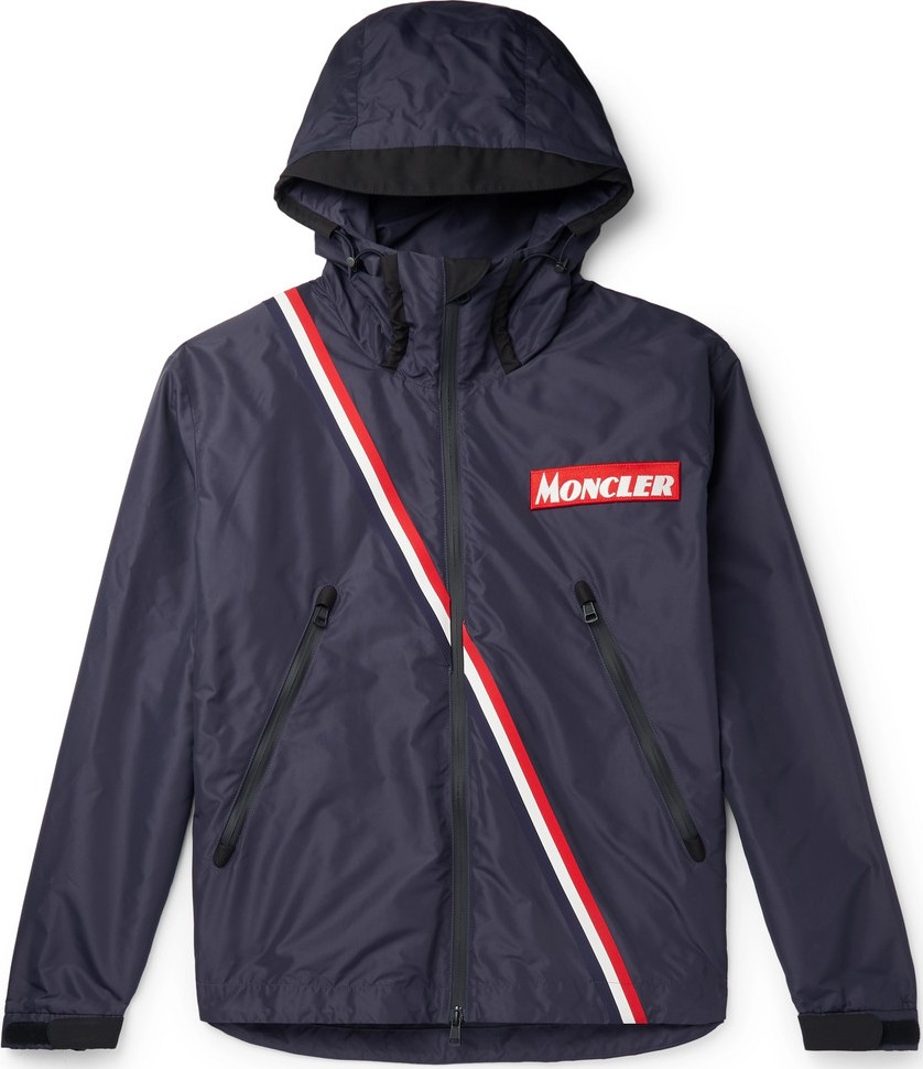 Moncler Trakehner Striped Nylon Hooded Jacket